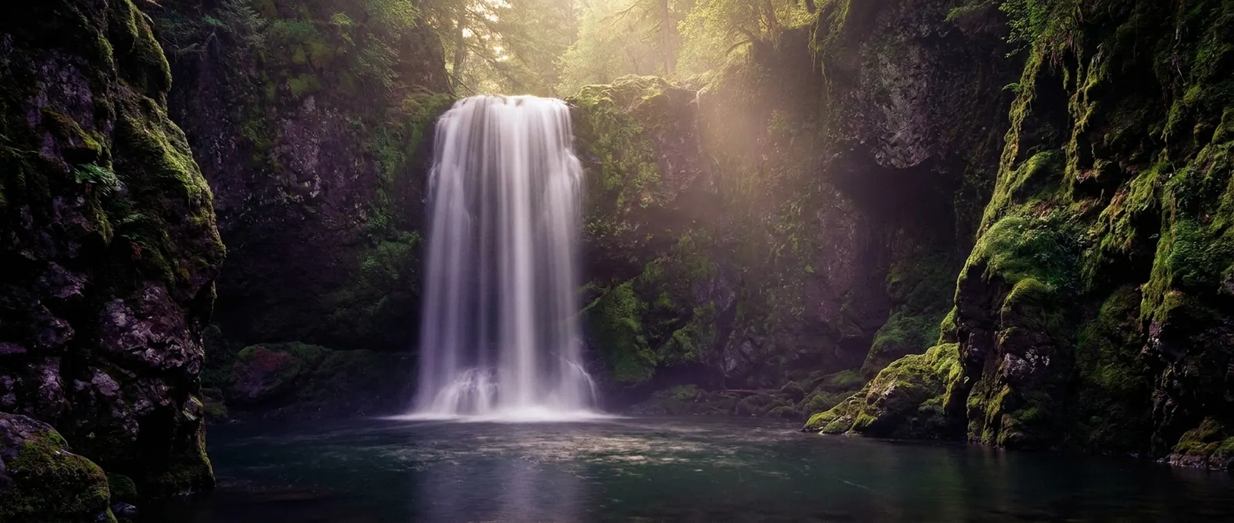 Waterfall falling into a still pool